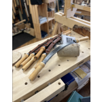 Gränsfors Bruk Swedish Drawknife on workbench